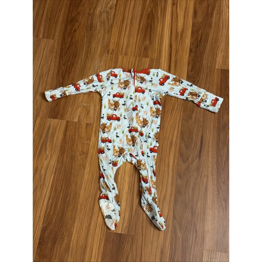 Free Birdees Baby Boys 3-6 Months Farm Highland Cow Footed Sleeper Pajamas  Bsmb